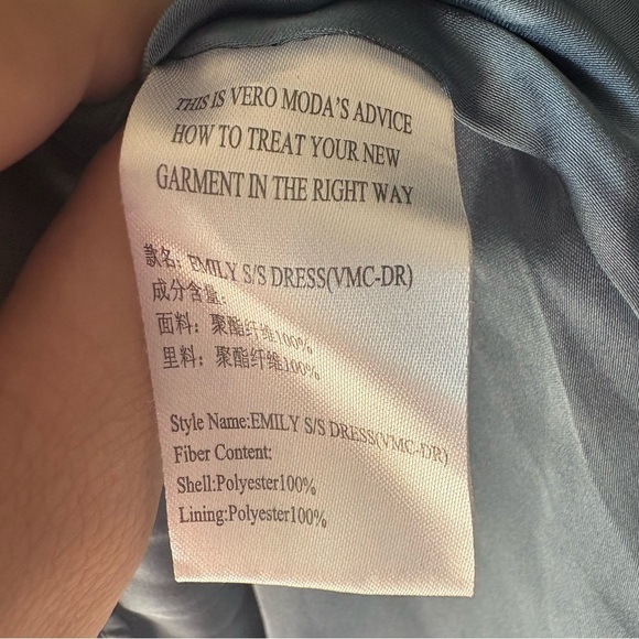 Vera moda size xs Floral Blue Midi Dress, silky lining, Pleated skirt - Picture 6 of 6